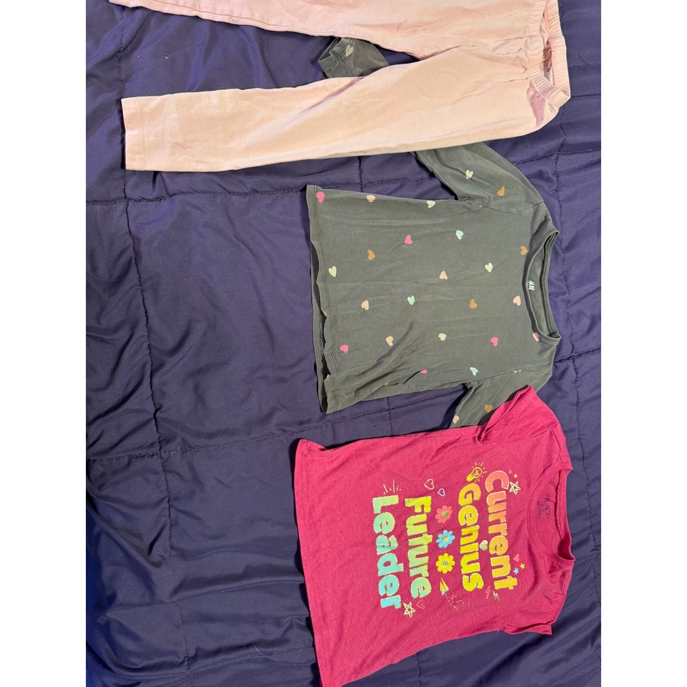 Girls Old Navy HM Childrens Place Bundle Leggings Heart Top Graphic Tee 5T 6